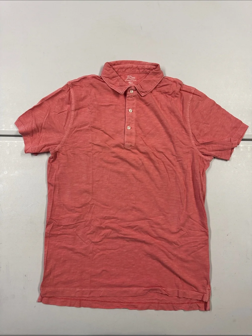 J. Crew Men's Coral-Pink Short Sleeve Polo